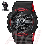 C.ASIOนาฬิกาข้อมือผู้ชายGSHOCK นาฬิกาข้อมือผู้ชาย สายเรซิ่น รุ่น GA-110HR-1A(Red and black)