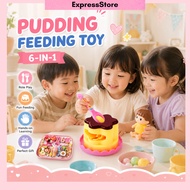 6 in 1 Pudding Dessert Pretend Play Toy Set Food Feeding Toys for Kids Girls Mainan Puding Sendok