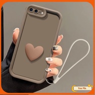 Casing iPhone 7 Plus 8 Plus Case XR 11 6 6S Plus X XS XS Max Casing Korean-style simple 3D love phone case cover + free lanyard