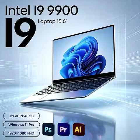 Ultra Slim Intel I9-9900 Laptop 32GB+2TB Speed Storage 15.6" FHD Display Windows 11 Portable Design 