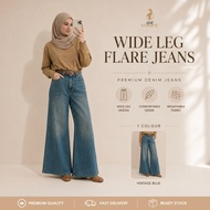 NUR VOGUE || NV-P001 Loose Fit Wide Leg Flare Jeans High Waist Vintage Blue / Seluar Jeans Longgar W