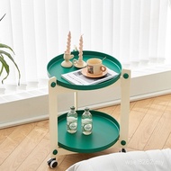 Wheel Bedside Simple Living Room Sofa Side Net Table w & Cart Mobile Household Nordic With Round Red