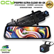QCY P50 pro 4K+2K Sony Lens IMX335 Dashcam WiFi Touch Screen Rearview Mirror Car Camera