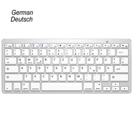 เยอรมัน QWERTZ รูปแบบแป้นพิมพ์บลูทูธแสงแบบพกพาบางเฉียบรสชาติไร้สายสำหรับ Windows สมาร์ททีวี