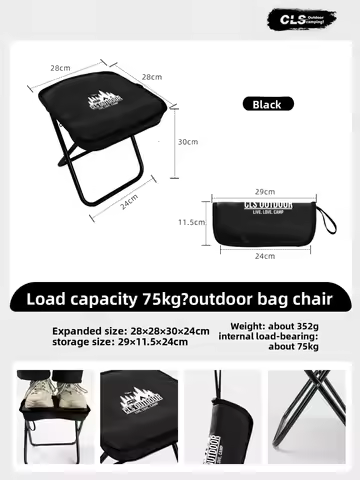 CLS&NOBANA Mini Handheld Bag Chair Outdoor Camping Aluminum Alloy Lightweight Portable Folding Fishi