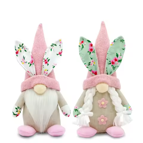 2pcs Classic Easter Gnome Decorations Spring Bunny Themed Polyester Figurines Fashionable Holiday Ac
