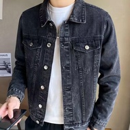 Spring Autumn Style Hong Kong Style Denim Jacket Men's Loose Ruffian Handsome Stitching Top Clothes