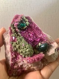 稀有收藏品 超閃 鈷方解 翠銅礦 共生礦石 PA147-326349 原石 礦石 水晶原石