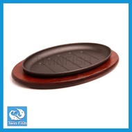 ชุดจานร้อนแบบวงรี พร้อมถาดไม้ ขนาด 27 ซม. Twin Fish รหัส HP-9