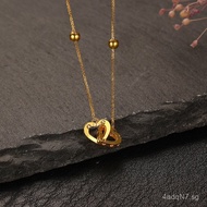 18k Heart-shaped Chopard Chain Double Ring Buckle Gold Cloud Ding Jewelry Necklace Collarbone New Ar