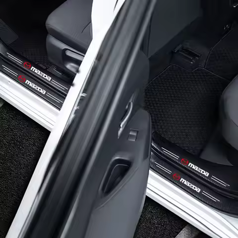 Carbon fiber protective stickers for car door sill side anti step bumpers For Mazda 3 6 CX5 2 CX3 CX