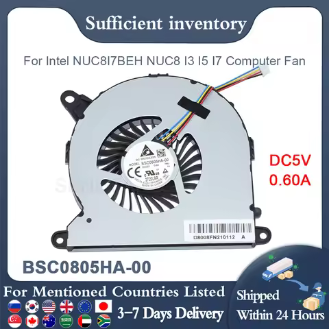 New CPU Cooling Fan For Intel NUC8I7BEH NUC8 I3 I5 I7 Computer Fan BSC0805HA-00 DC05V 0.60A 1Z24L9R 