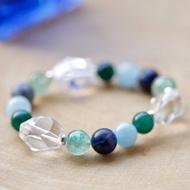 ||青朗||心輪喉輪能量手環。方納石/白水晶/超七/海藍寶 快速出貨