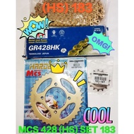 SSS SPROCKET SET 428 YAMAHA RXZ LC135  (1 Set) SSS GR428 HEAVY DUTY Chain + Spoket MCS (GOLD)