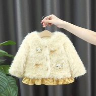 Winter New Star Decoration Baby Girl Coat Plush Long Sleeved Children'S Warm Clothes (9 Months -4 Ye