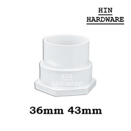 HIN UPVC White Pipe Fitting PT Socket / 36mm / 43mm