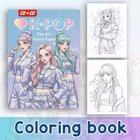 Coloring Book Ai Pop Idol Girl Group for Doodle Drawing Painting and Filling Color on Pattern Pages