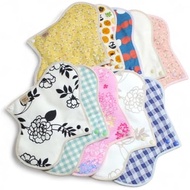 Cloth napkins, waterproof type, sanitary, assorted, 6-piece set, 23cm, with snaps, made in Japan, ec