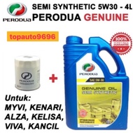Perodua 5W30 Semi Synthetic Engine Oil (4L) 5W-30 (With Perodua Oil Filter)