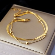 Simple Double Layer Non-Fading Titanium Steel Anklet Women's Advanced Ankle Chain Summer Accessories