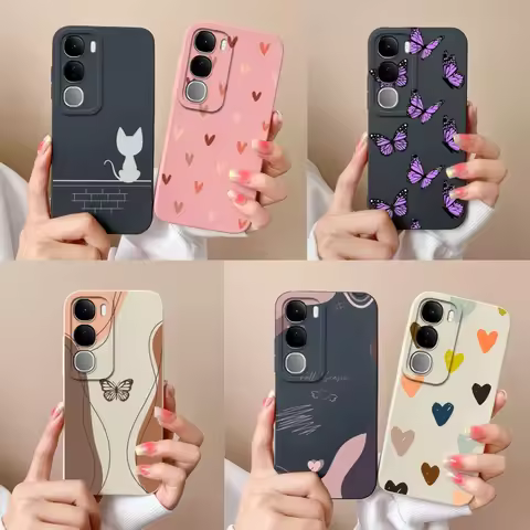 For Vivo V40 Lite V40SE Y200 Y300 Case Simple Heart Liquid Silicone Camera Protection Back Cover For