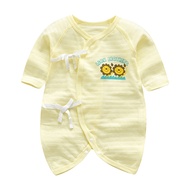 JoyNa - 2件入-竹節棉新生兒連身衣 綁帶蝴蝶衣-黃底獅子+隨機一件 (均碼(60cm))