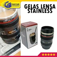 Stainless Steel Mug Glass Camera Lens Tumbler EF 24-105mm