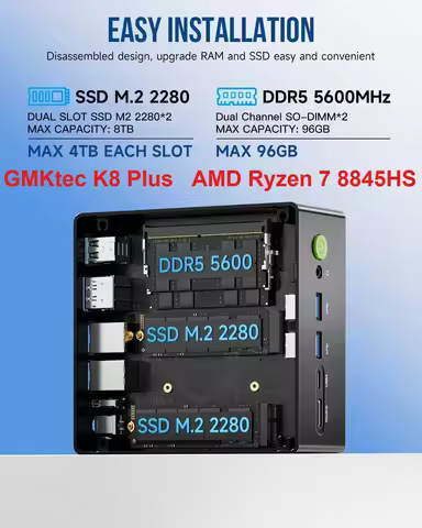 GMKtec K8 Plus AMD Ryzen 7 8845HS MINI PC Support Oculink WIFI6 BT5.2 Wins11Pro DDR5 5600Mhz PCIe SS