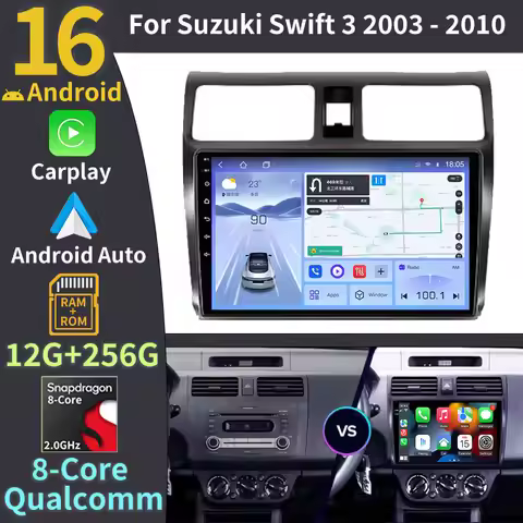 Wireless Carplay Android Auto For Suzuki Swift 3 2003 - 2010 Android 16 Car Radio 360 Camera 2din He