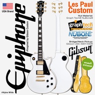 Epiphone® Les Paul Custom (Inspired by Gibson® Custom) กีตาร์ไฟฟ้า 22 เฟรต ทรง Les Paul ไม้แท้โซลิดมะฮอกกานี เคลือบเงา ปิ๊กอัพ Gibson USA + แถมฟรีฮาร์ดเคส ** ประกันศูนย์ 1 ปี **