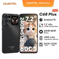 OUKITEL C68 Plus 7.2" 24GB+512GB 64MP+8MP Camera FHD+ Smartphone 120Hz Display 6000mAh Handphone NFC