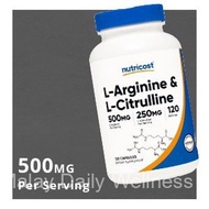 Nutricost L‑Arginine & L‑Citrulline 500mg L‑Arginine 250mg L‑Citrulline Per Serving Nitric Oxide Pre