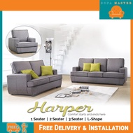 Sofa Master - Harper 1/2/3 Seater and L-Shape Fabric Sofa Set In Grey