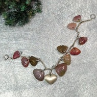 手鍊 天然 鹽源瑪瑙 貝殼造型 925銀飾 愛心 寶石 手珠