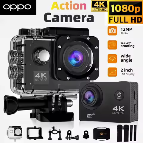 OPPO 4K Outdoor WiFi Action Camera Helmet Video Recording 4K/30FPS WiFi 2.0 170DGPS 4X Zoom Underwat