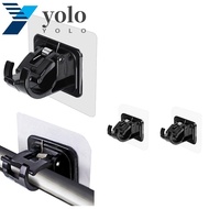 YOLO 2pcs Curtain Rod Holder, Self-Adhesive Nail-Free Curtain Rod Bracket, Fixed Clips Black Adjustable Wall Hanging Curtain Rod Hook Home Accessor