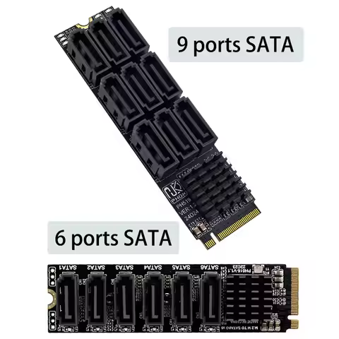 M.2 NVME M-Key PCIE 3.0 to SATA 6Gbps 6Ports/9Ports Expansion Card NAS Synology Hard Drive Extended 