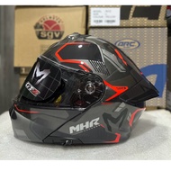 HELMET MHR GTZ FU935 Flip Up (Full Face ) Gray Red Double Visor -ECER22-05