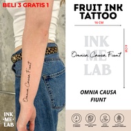 INKMELAB - OMNIA CAUSA FIUNT Fruit Ink Temporary Tattoo 16X4CM - Semi-Permanent Temporary Tattoo Las