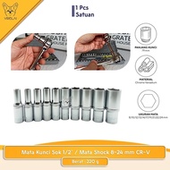 MATA [LONG SILVER] 1/2" Shock Socket Wrench 8-24 mm CR-V Socket Bit/