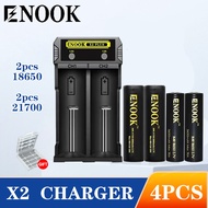 【READY STOCK】Enook Battery 18650/21700 Lithium Rechargeable Battery 3.7v+Enook X2Plus charger