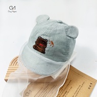 (Size 48) Nón mũ vành khăn voan 1 - 3 tuổi Gấu Duy Ngọc - Chất liệu vải cotton thoáng mát ăn toàn ch
