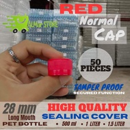 ALMar 50 PCs 28mm Red Normal Long Cap has a Secured Function Perfect for 500 ml, 1 liter and 1.5 lit