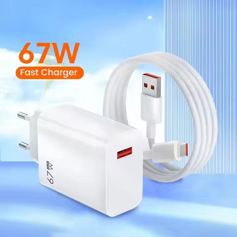 USB GaN Charger 67W Fast Charging EU/US/UK Plug Charger Adapter 10A Type C Cable For iPhone Samsung 