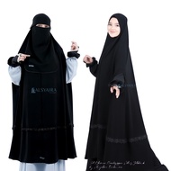 Set Long Khimar Like Mukena Handzipper Altaj Haramain Niqab Poni Jetblack Alsyahra Exclusive