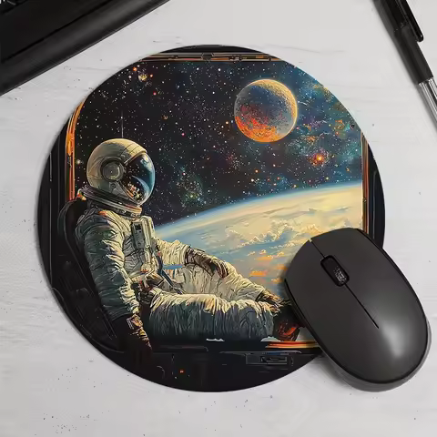 Space Travel Round Mouse Pad Non-Slip Desk Mat Desk Accessories Desktop Computers Carpet Pc Gamer Ga