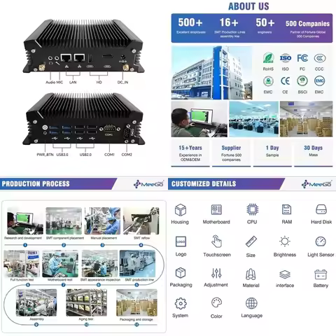 Hot Sale Factory Industrial Nuc Core 14th Gen I5-14500HX I7-14650HX RAM 8G Hard Drives 256G 8USB HD*