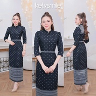 🖤New color สีดำ ชุดเดรสผ้าทอลายปักขาวนูน ทรงจิตรดา  สวยหรูดูผู้ดีมากก พร้อมส่ง S-M-L-XL-2Xl 5 ไซส์ N