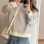 DWYANE V-Neck Striped Hoodie - Oversized Casual Wear for Women Students