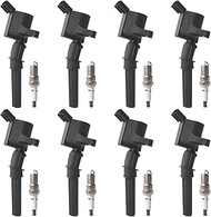 Set of 8 Ignition Coil Pack & Iridium Spark Plugs Compatible with V8 5.4L 4.6L Ford Expedition F150 